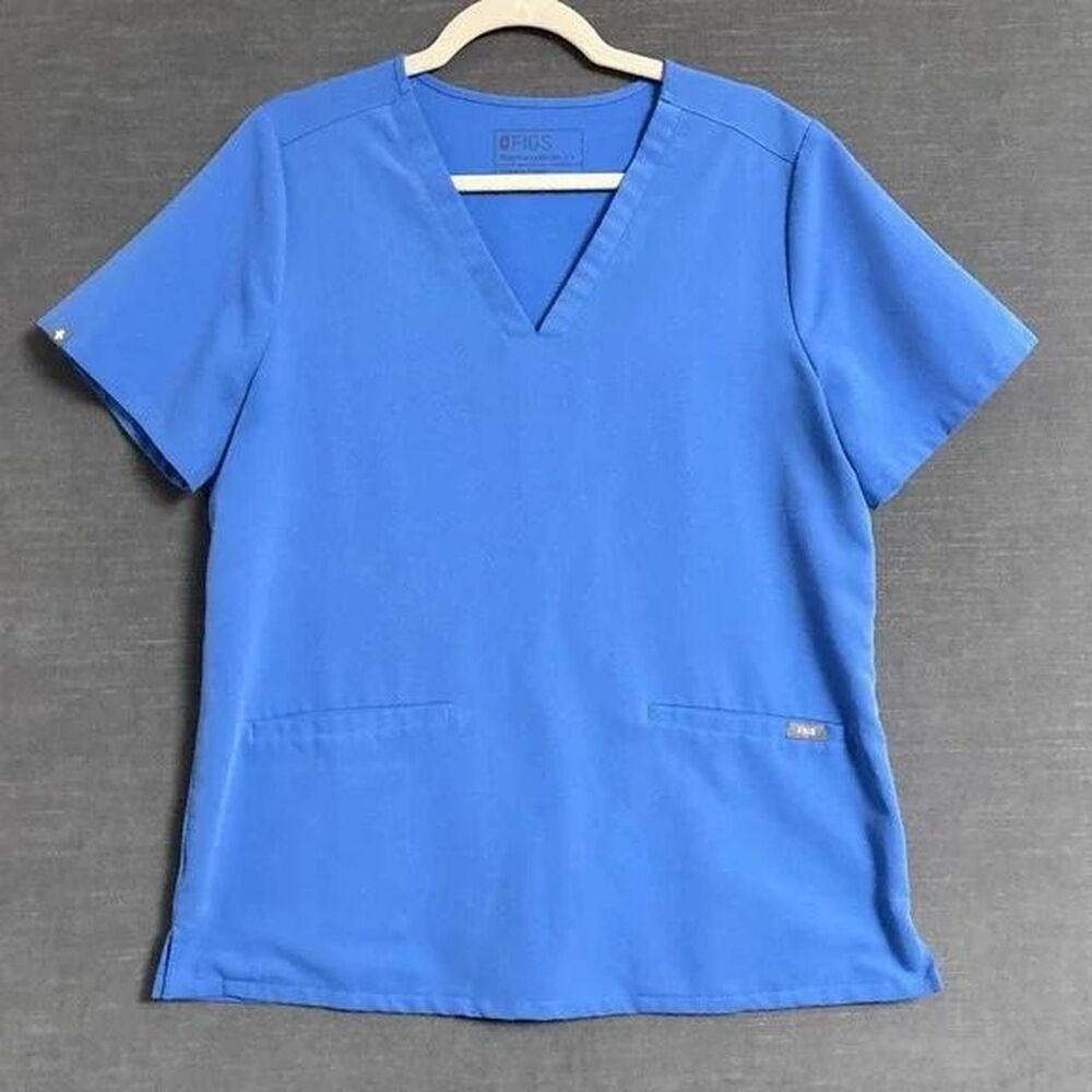 FIGS Casma 3 Pocket Light Blue Scrub Top | Women's | XL